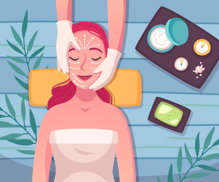 A Facial is a spa treatment that includes a variety of techniques aimed at washing, hydrating, moisturizing, and relaxing the face.