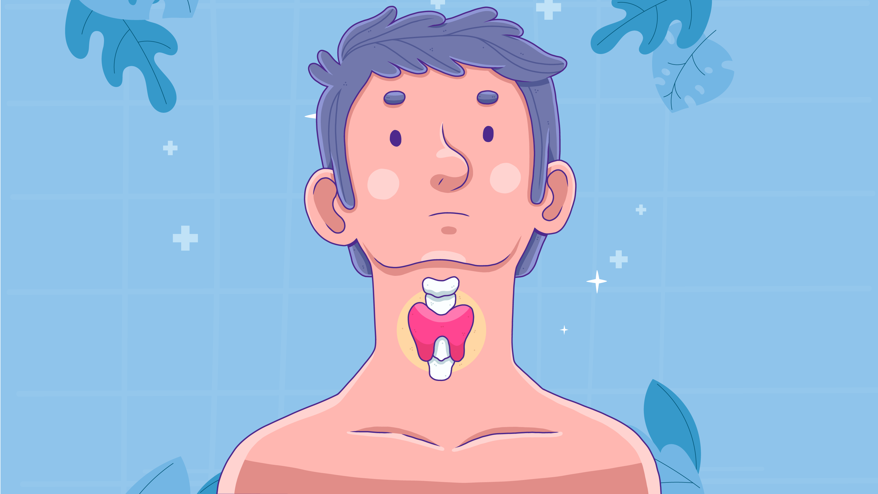 An endocrine gland located in your neck is the thyroid gland. It produces triiodothyronine (T3) and thyroxine (T4), two hormones released into the blood.